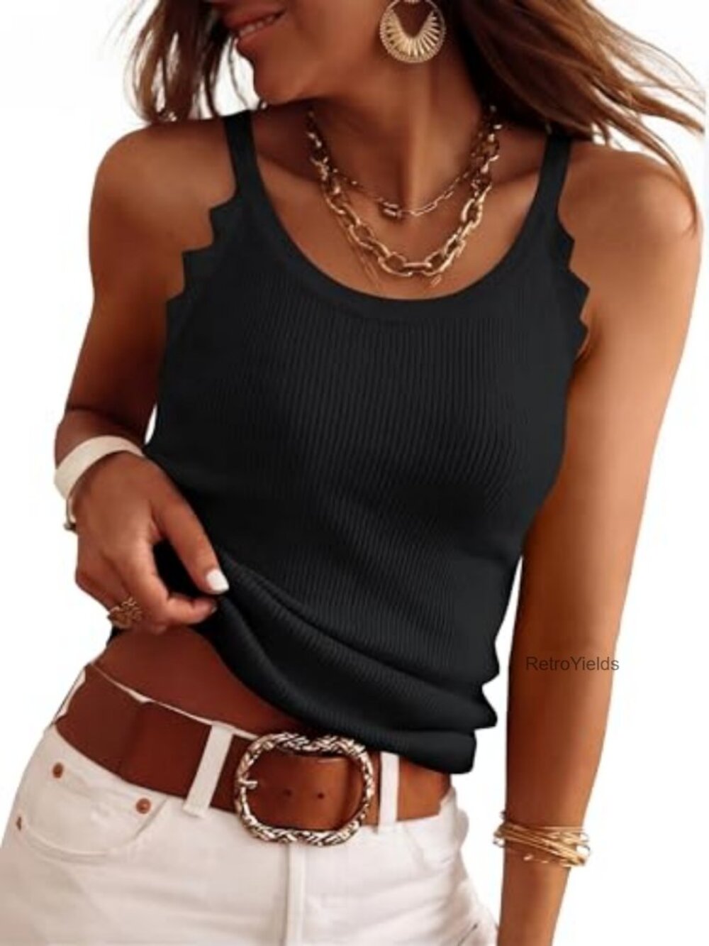 Women's Slim Fit Ribbed Knit Tank Top Sleeveless Spaghetti Strap Summer Camisole